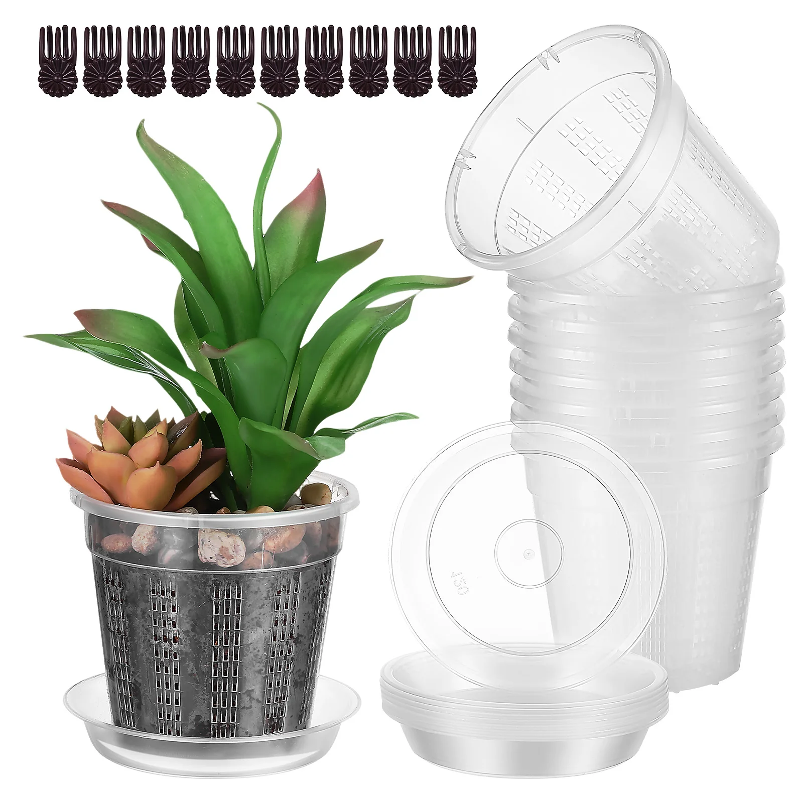 

Hollow Flower Pots Transparent Plastic Orchid Pot Breathable Drainage Plant Root Control Pot Clear Strawberry