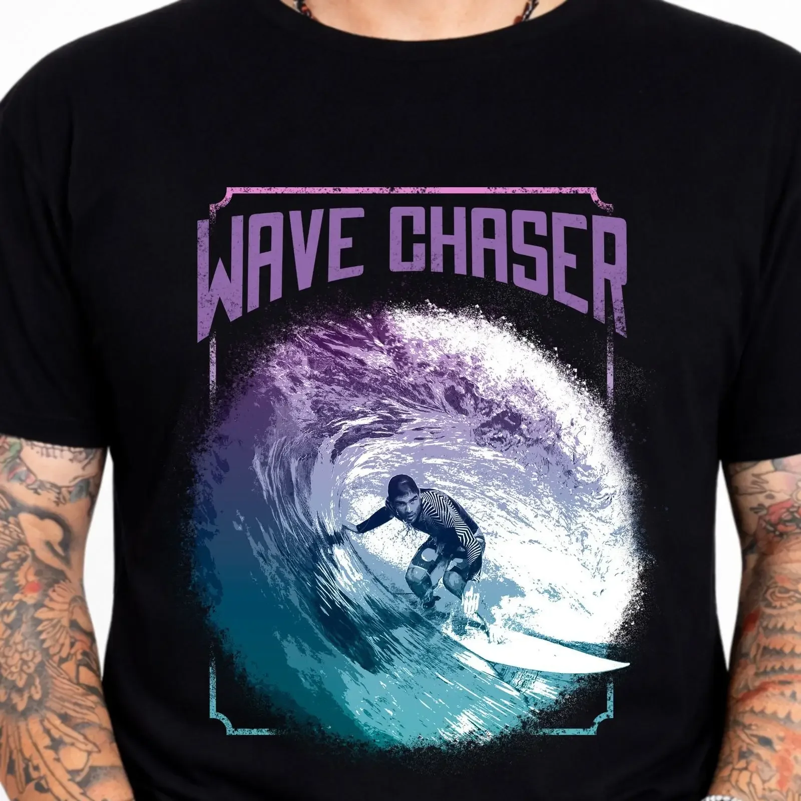 Wave Chaser T Shirt Surfing Surfer Beach Ocean Surf Lover  vintage Washed Breathable Casual fashion Soft graphic Stylish