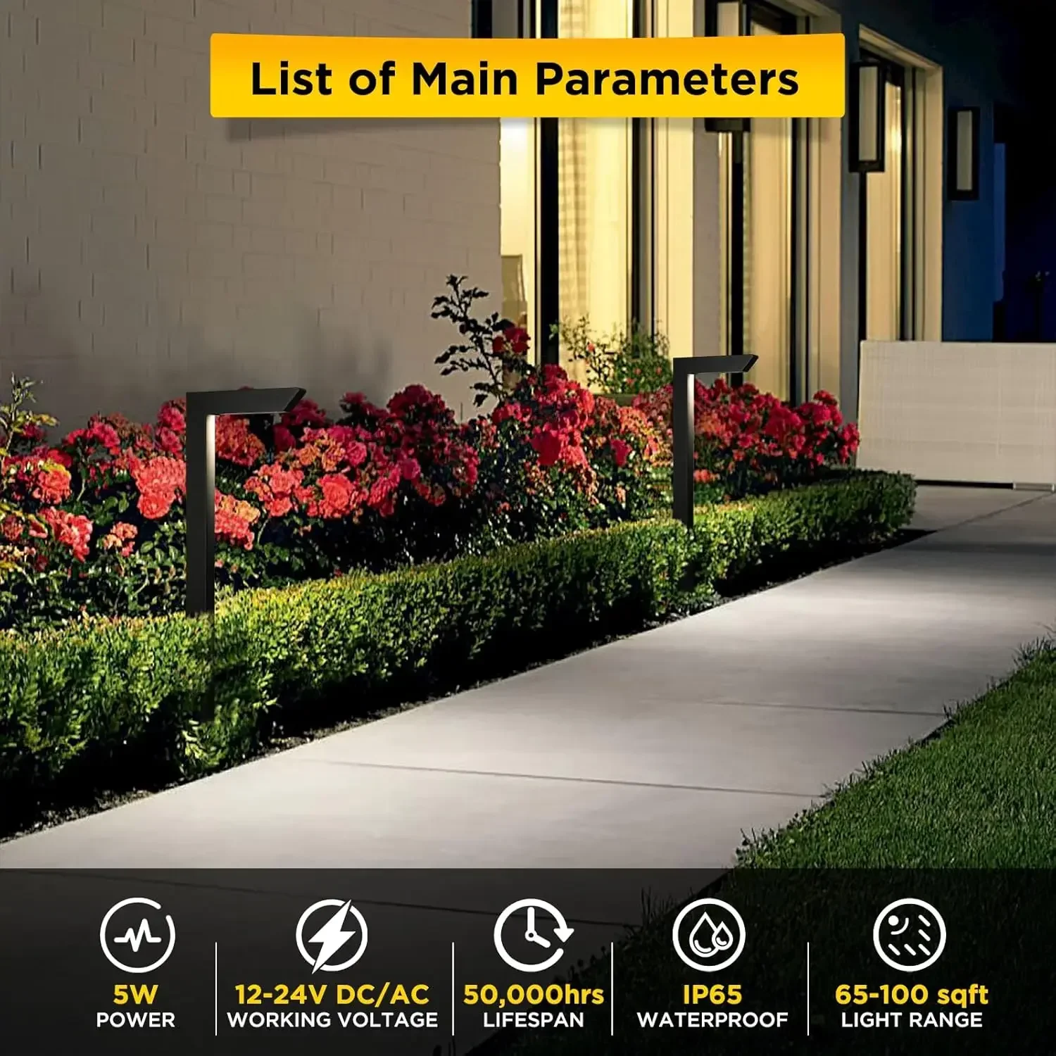 LED Low Voltage Landscape Pathway Light, 12V Premium 3000K/4000K/5000K Selectable Path Lights Wired, Modern Walkway Lights Outdo