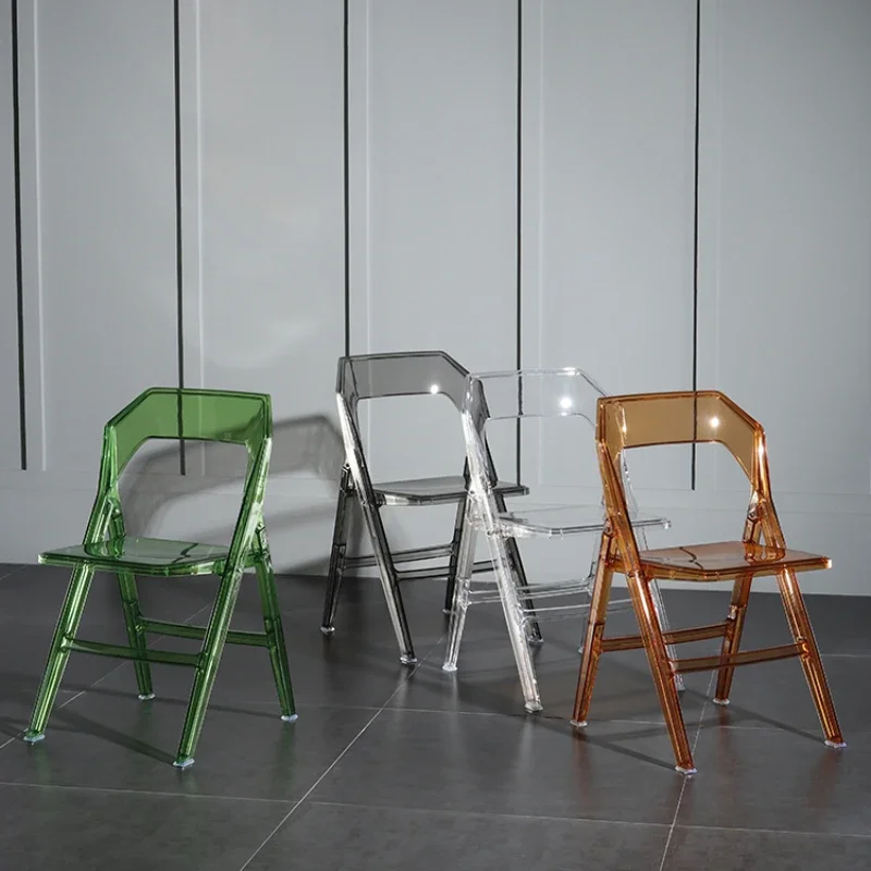 

Conference Modern Dining Chair Transparent Acrylic Home Backrest Dining Chair Folding Nordic Mueble Hogar Salon Furniture QF50DC