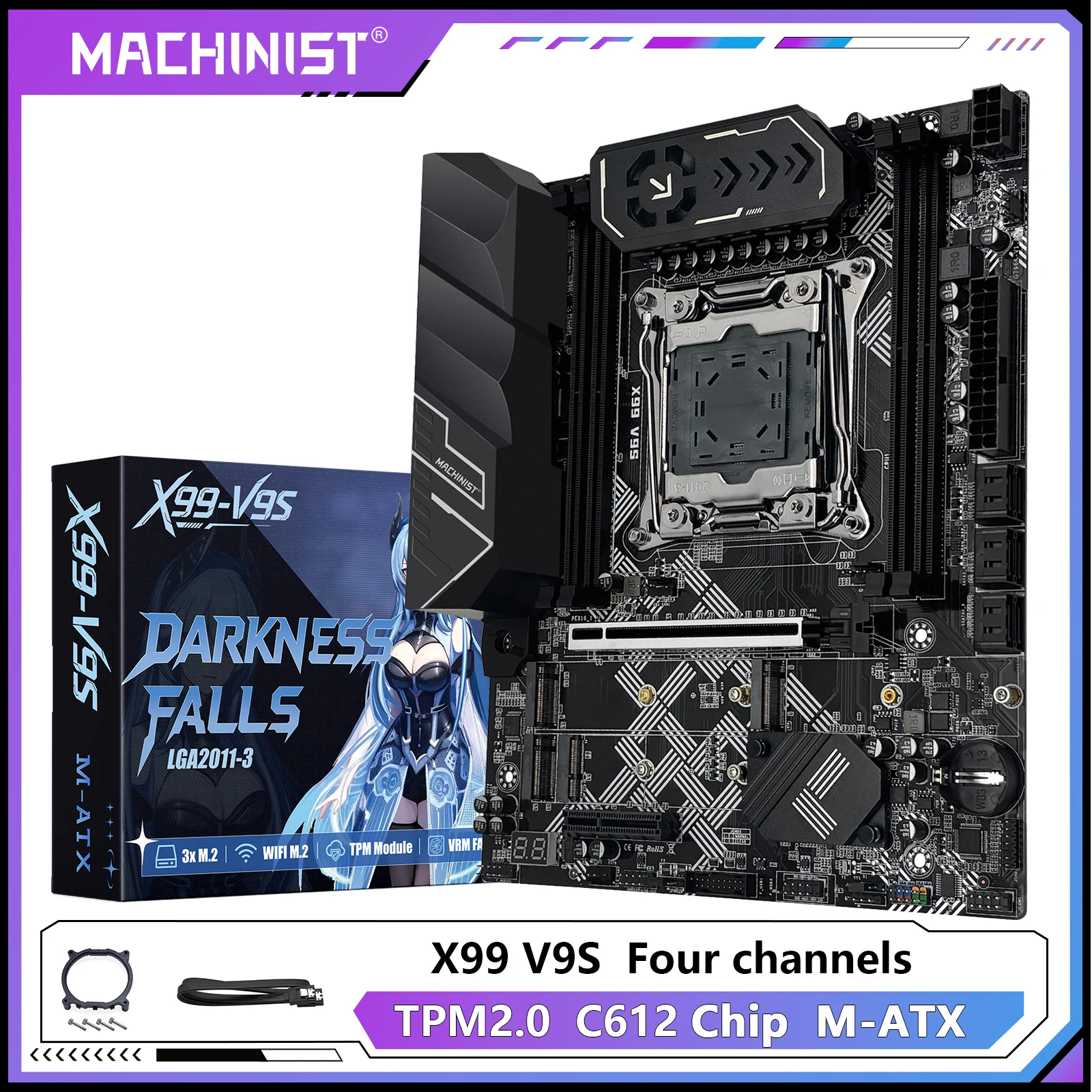 MACHINIST X99 V9S Motherboard Support TPM2.0 LGA 2011-3 Xeon E5 CPU DDR4 RAM C612 Chip with 3*NVME M.2 Slot SATA3.0 USB3.0