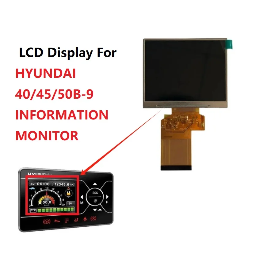 3.5-inch LCD Display For HYUNDAI 40/45/50B-9 INFORMATION MONITOR Screen Matrix Replacement part