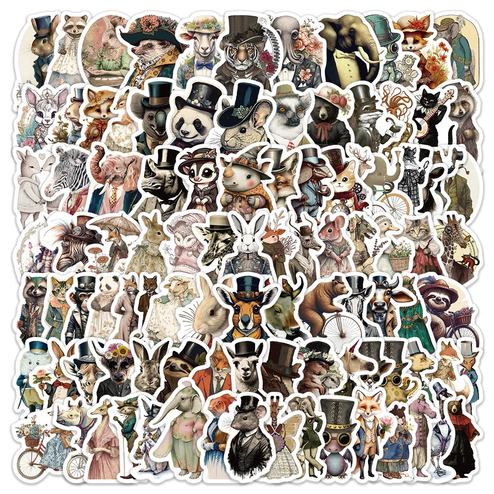 10/30/50/100PCS Retro Animal Stickers Cartoon Fox Giraffe Cool Graffiti Decoration Skateboard Laptop Guitar Waterproof Sticker