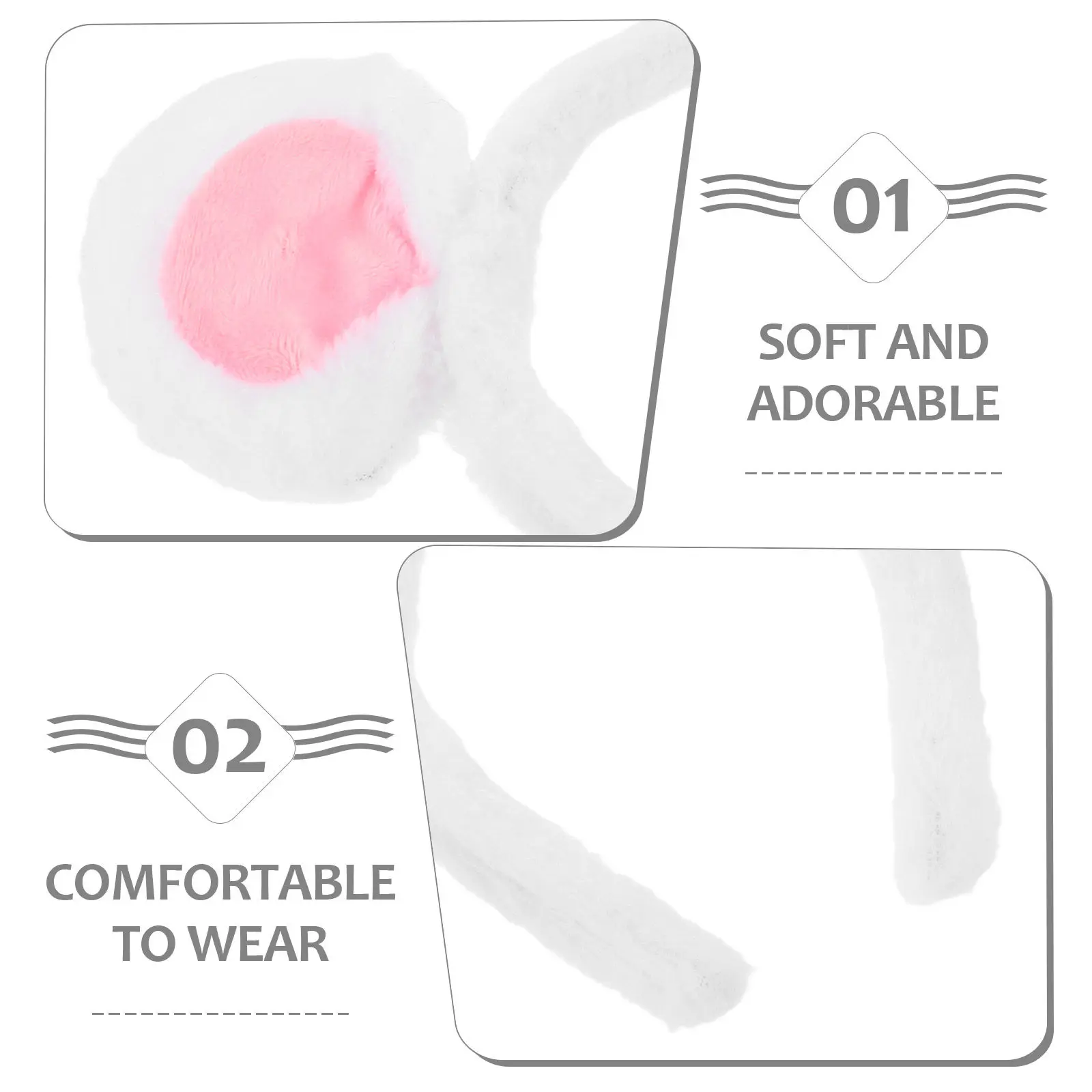 1Set Mouse Headband White Mouse Ears Soft Comfortable Lightweight Costume Accessories for Halloween Party Cosplay