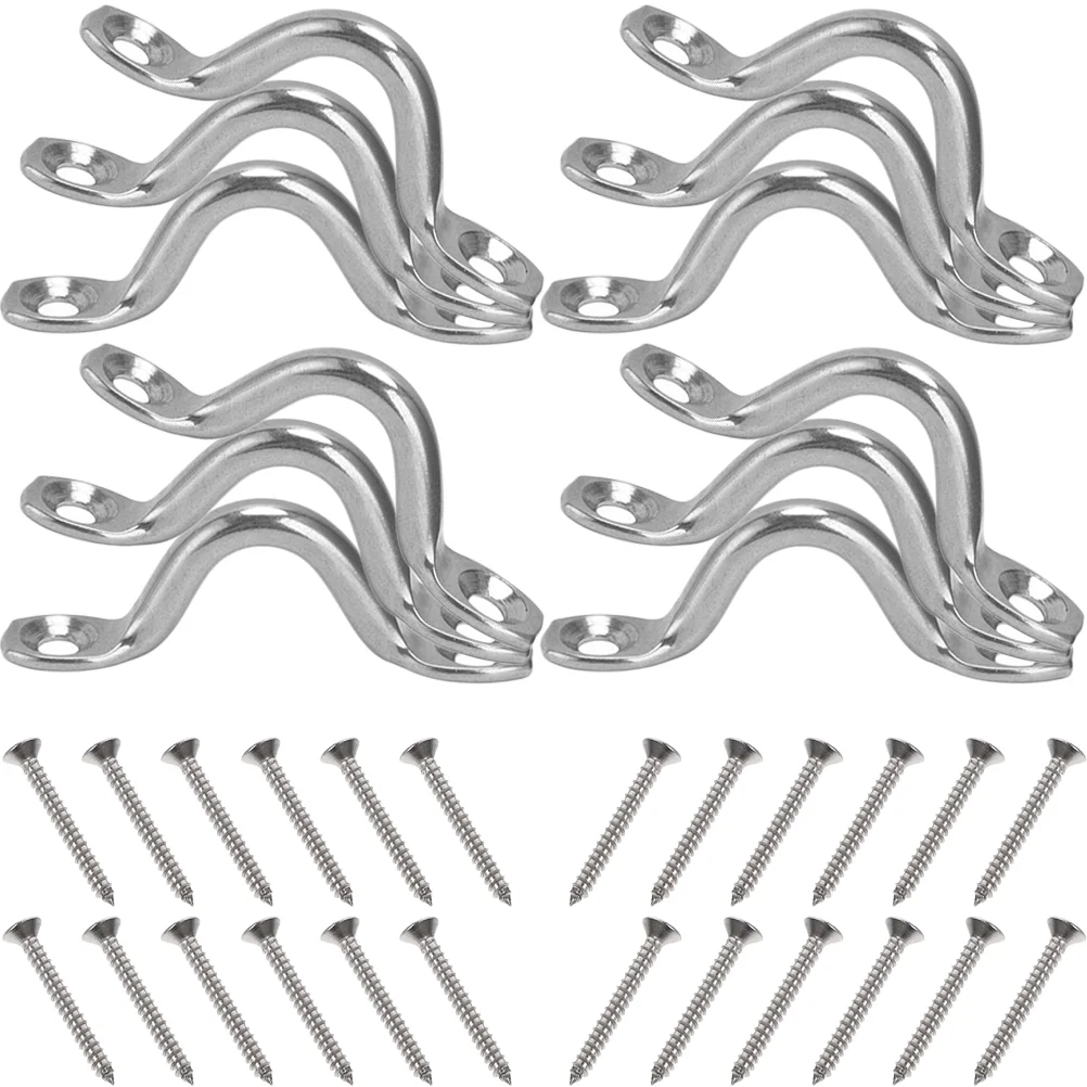 12 Pcs Kayak Fixed Ring Boat Rigging Hardware U Shaped Door Handles Bow Deck Stainless Steel Yacht Grab 316 Pad Eyes Straps