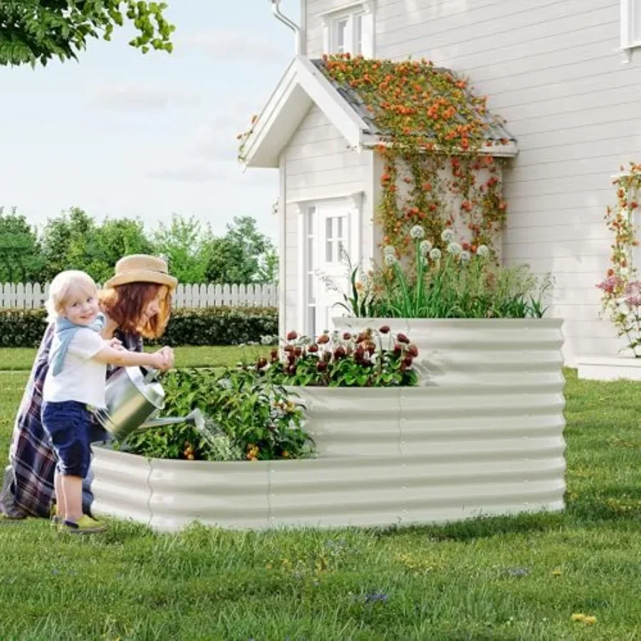 Triple-Layer Galvanized Raised Garden Bed, 61x42x31 Inch Outdoor Modular Planter Box for Vegetables, Herbs and Flowers, 3-in-1