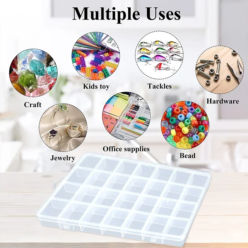 صندوق تخزين منظم بلاستيكي، صندوق مجوهرات مع فواصل قابلة للتعديل لفن الخرز، أدوات صيد المجوهرات اليدوية #6