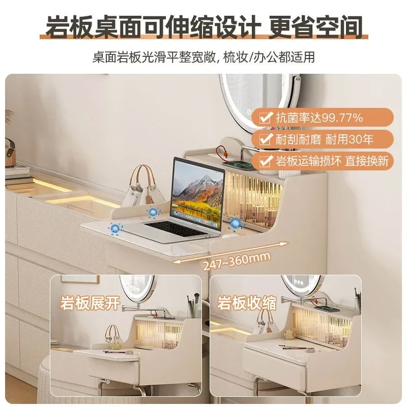 50cm Ultra Narrow Corner Dressing Table Space Saving Bedside Desk 2 in 1 Makeup Vanity for Small Bedroom Compact Design
