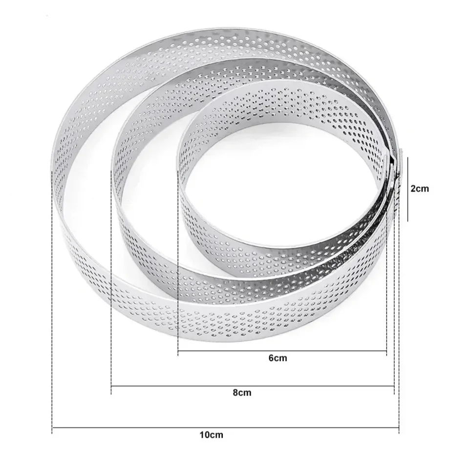Pack De 10 Aros Para Tartas Luntfeiy De 5 Cm: Moldes Perforados De Acero Inoxidable Para Mousse, Pasteles Y Postres (Apto Horno)