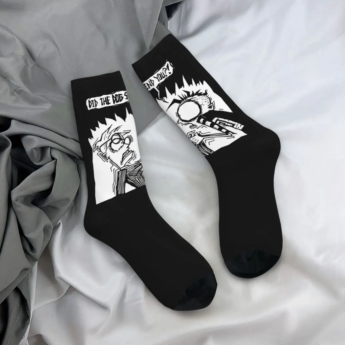 JTHM Invader Zim Socks Men Women Funny Happy Johnny the Homicidal Maniac Socks High Quality Spring Summer Winter Stockings Gift