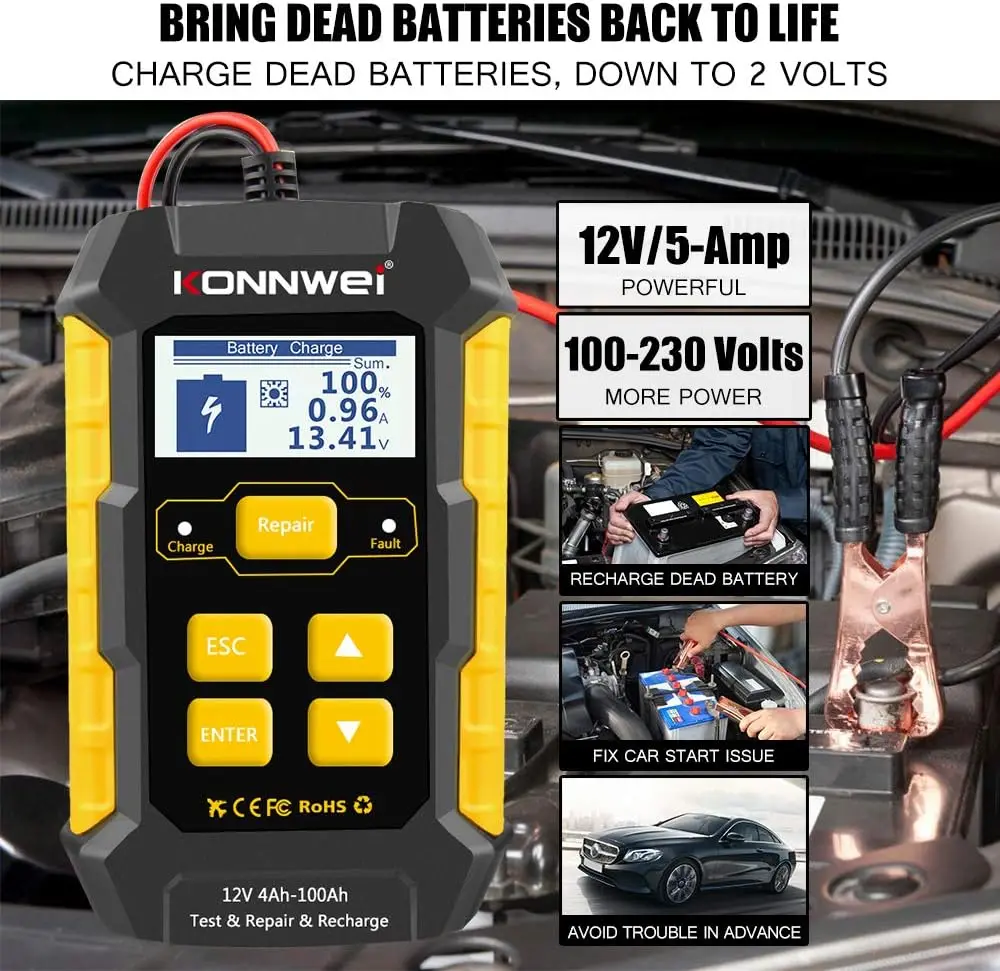 جهاز اختبار شاحن بطارية السيارة ، ماسح OBD2 ، KW510 ، KW850