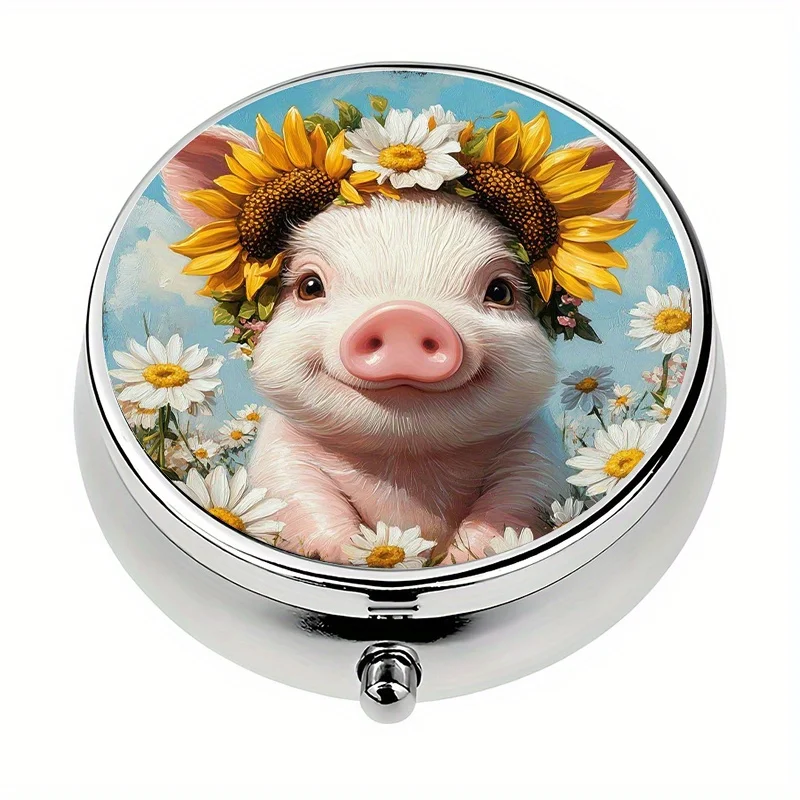 Single pack, 3-compartment pill box, cute piglet design, daily medication storage box, decorative pill box, portable daily pill box, suitable for outdoor travel and office organization