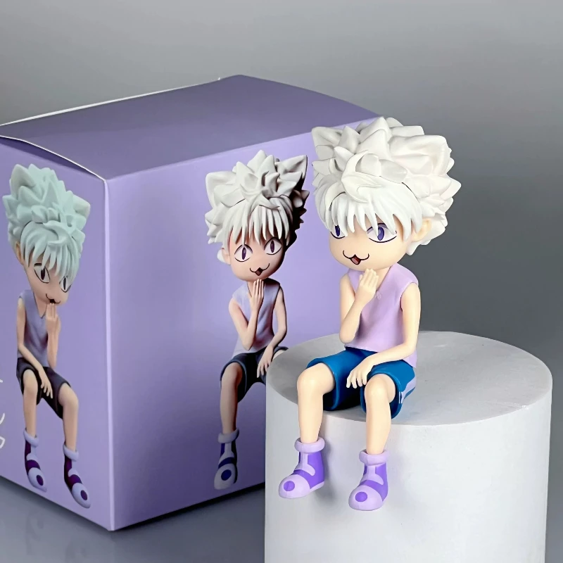 

Anime Cute Hunter×hunter Statue Zoldyck Action Figures Noodle Stopper Cat Face Killua Figure Sitting PVC Collection Desktop Gift