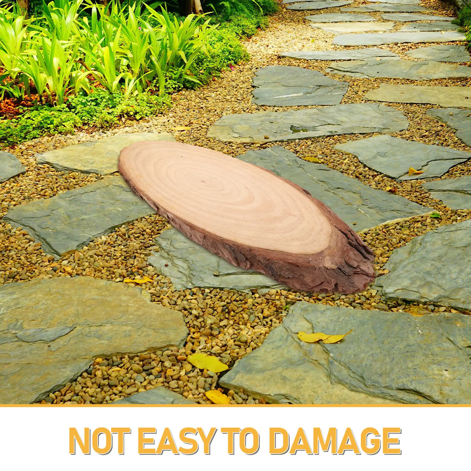 2Pcs Outdoor Stepping Stone Wood Pieces Oval Wood Slices Decorative Garden Pathway Walkway Stones Landscaping Patio Supplies