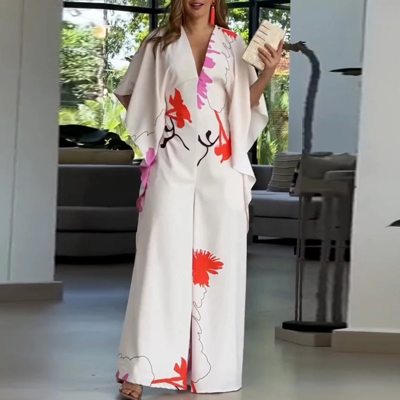 Mode Contrasterende kleur Hoge taille Jumpsuits Vrije tijd V-hals Vleermuismouwen Speelpakjes Overalls Chique ontwerpstijl Fit Pocket Romper