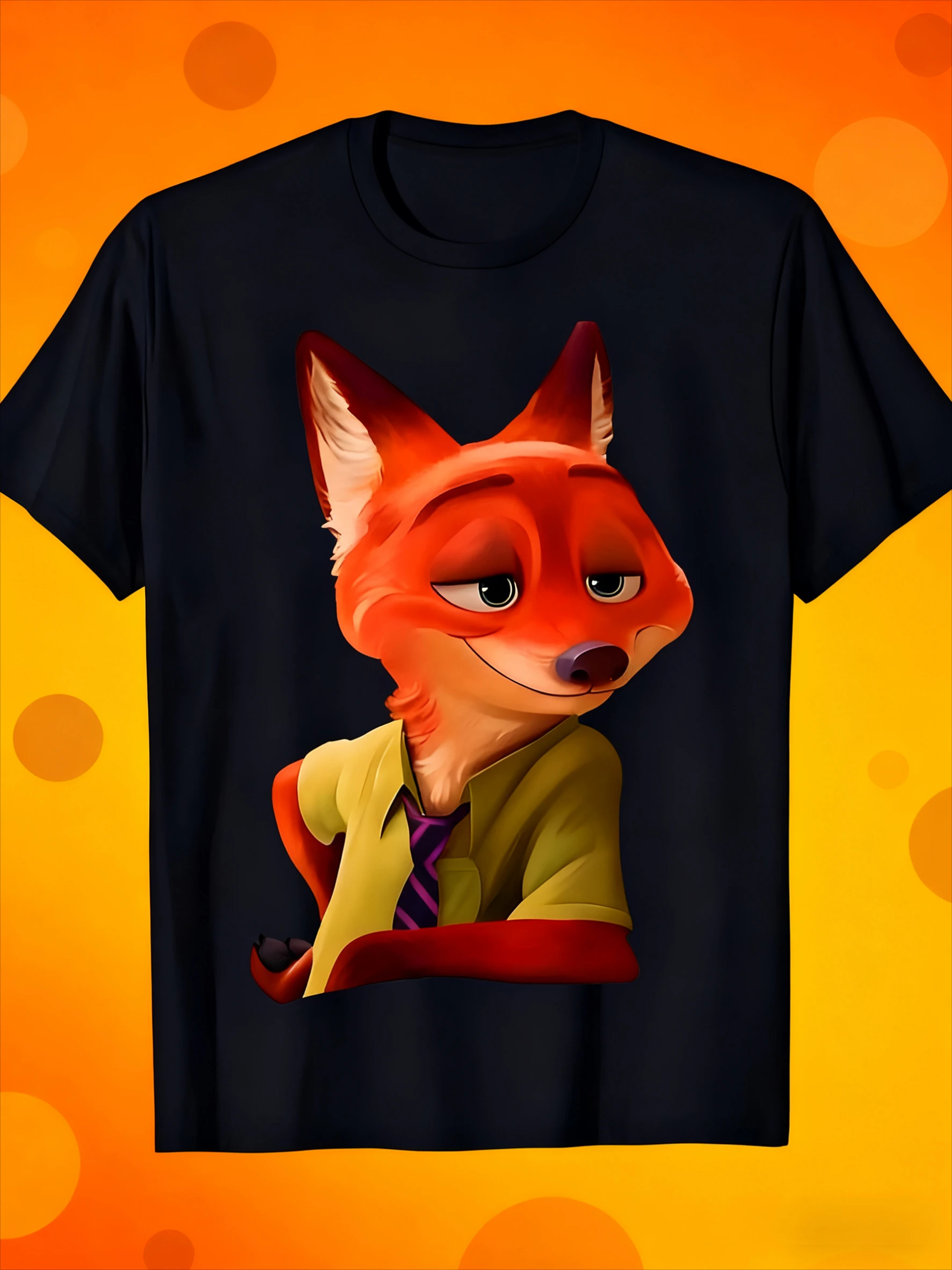 

Летняя мужская футболка Zootopia Nick Wilde Fox для повседневной носки и тематических мероприятий, большие размеры из нейтрального хлопка с короткими рукавами