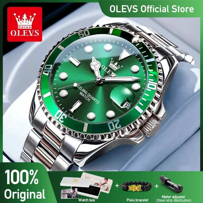 OLEVS Men\'s Watches Fashion Business Waterproof Quartz Wrist Watch Men Top Brand Luxury Stainless Steel Strap Sport Clock Male