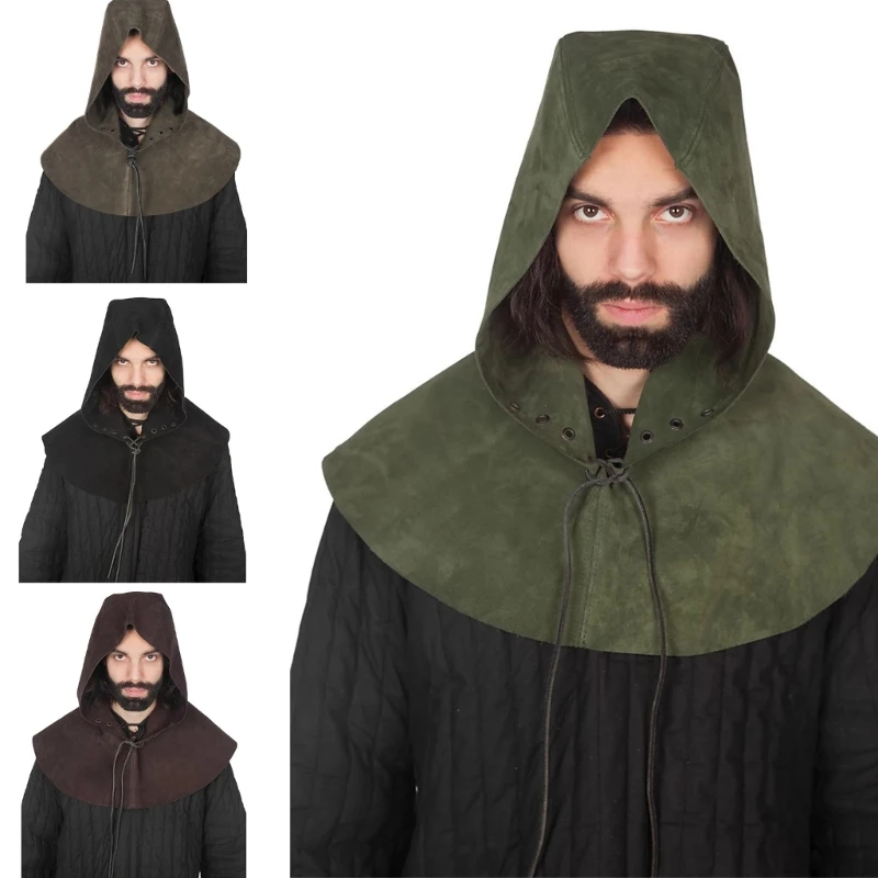 

Men Celt Hooded Cape Short Cowl Pagans Knight Cowl Cloak Medieval