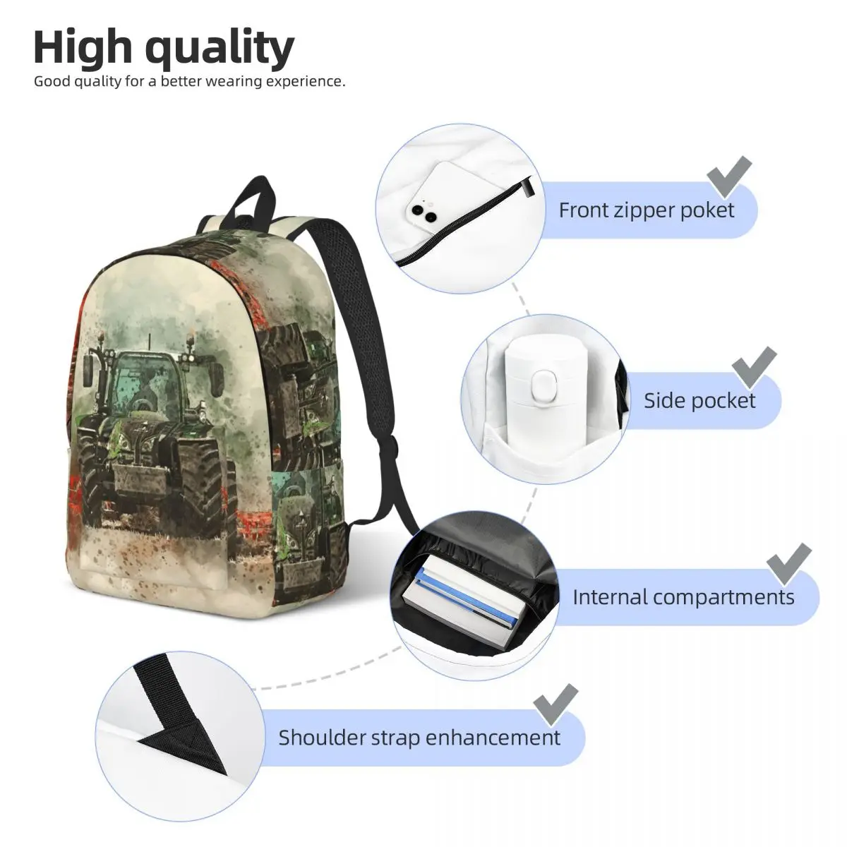Рюкзак с прививкой Fendt Tractor, рюкзак большой емкости, детская сумка для книг, школьная сумка, сумки на плечо для мужчин и женщин