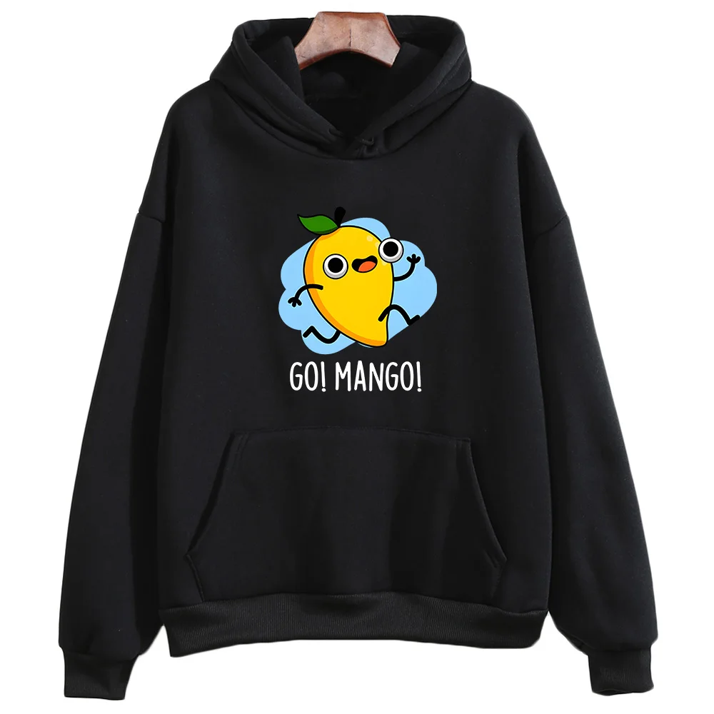 Go Mango Funny Cartoon Graphic Hoodies Cute Female/male Printing Clothes Long Sleeve Sweatshirts Comfortable Fleece Pullovers