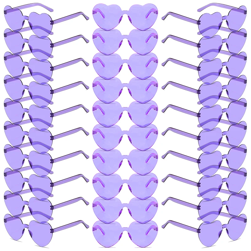 30 Paar pro Set herzförmige Sonnenbrille, niedlich, randlos, einfarbig, Strandurlaub, Sonnenbrille für Damen, modisches Design, Rave-Sonnenbrille – Detail 11