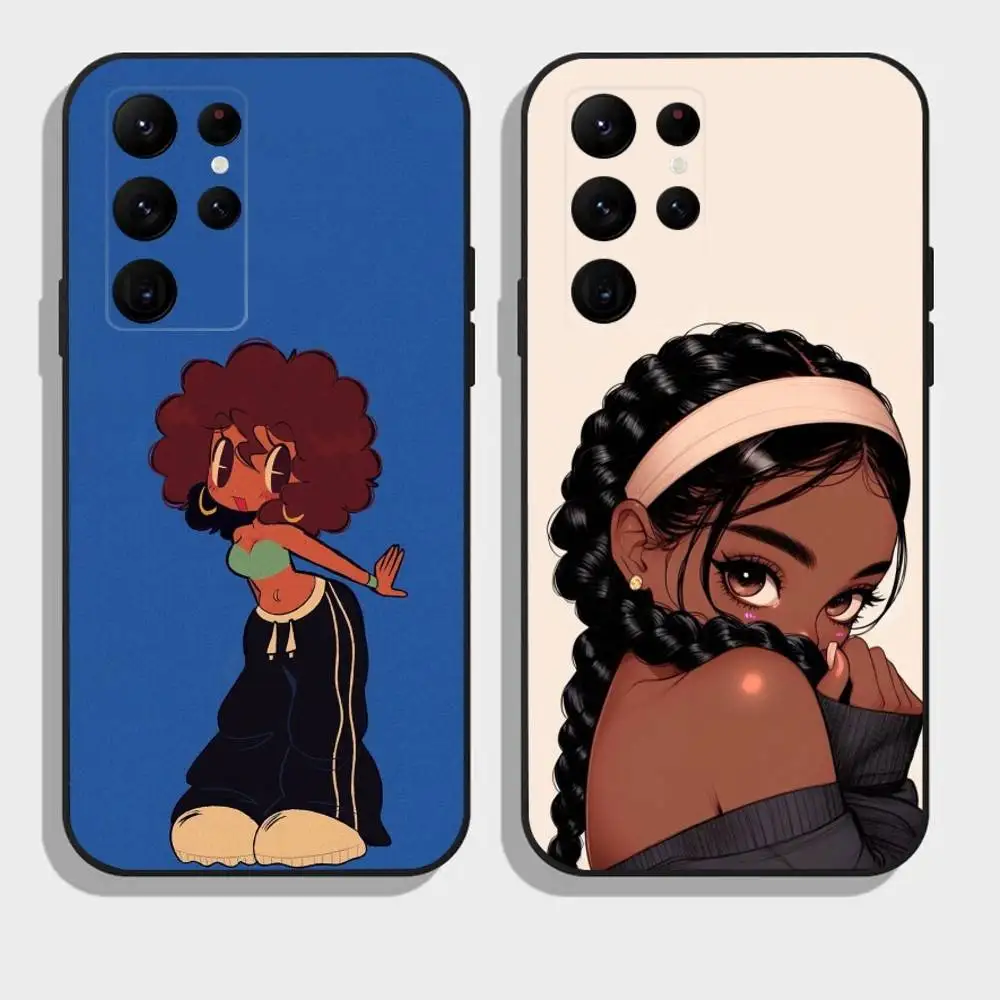 

Black girl A-afro cartoon Phone Case For Samsung Galaxy A73,A72,A71,A70,A52,A51 Others Soft Black Cover