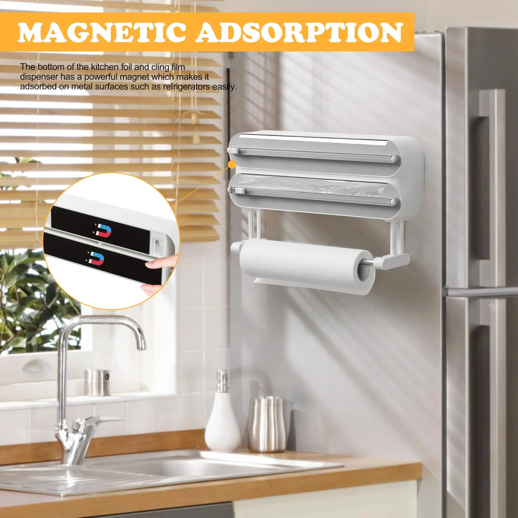 3 In 1/only 1 functional Aluminum Film Wrap Cutter WallMount Paper Towel Holder Cling Film Cutting Holder Plastic Wrap Dispenser