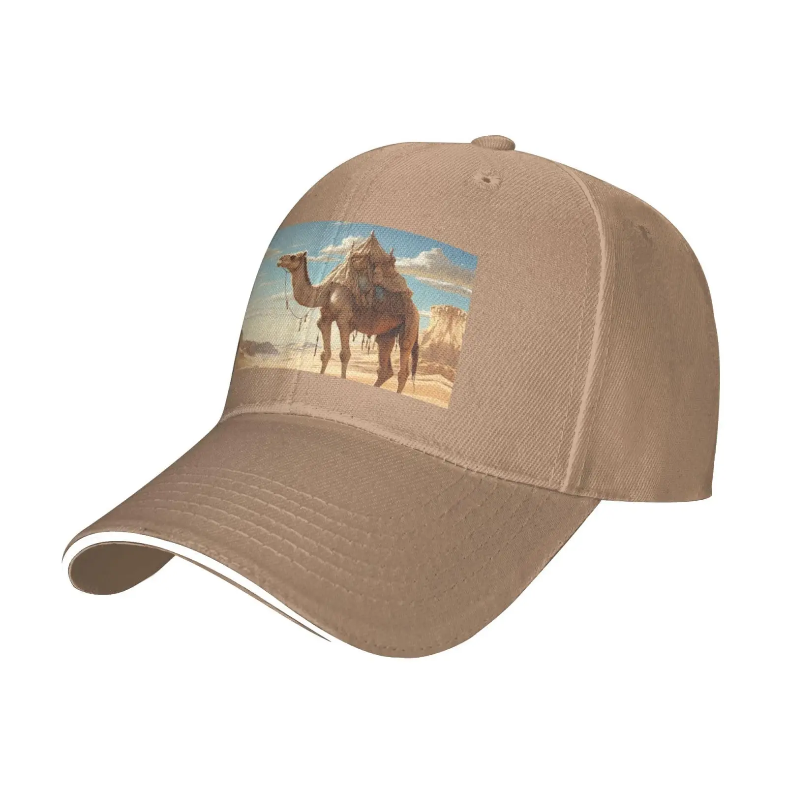 Desert Sand Camel Print Sandwich Baseball Cap Unisex Baseball Cap Casual Sandwich Baseball Cap Natural