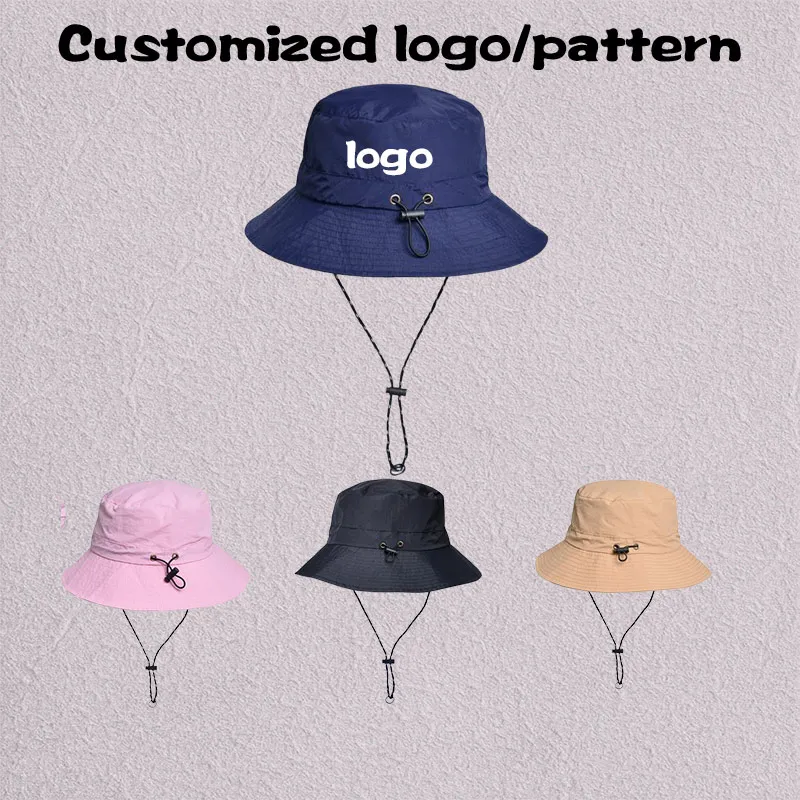 Customized Logo Foldable Waterproof Storage Bucket Hats Thin Hiking and Outdoor Sun Visor for Men and Women
