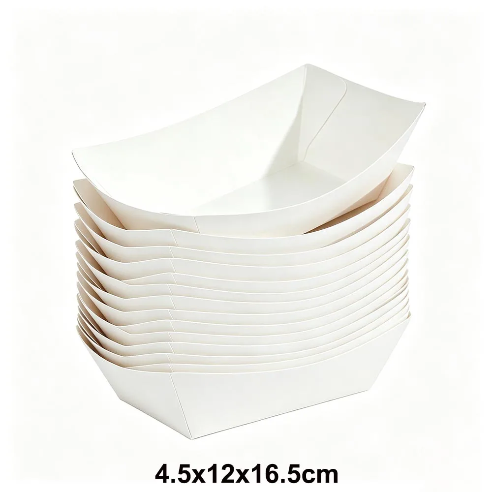 Einweg-Tischgeschirr Einfarbige Papier-Lebensmittelschale Snack-Box in Bootsform für Geburtstagsfeiern Babypartys Hochzeitsdekoration – Detail 3