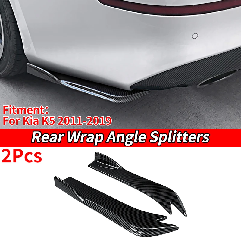 

For Kia K5 2011-2019 2016 Car Rear Bumper Splitters Aprons Trunk Lip Spoiler Canard Wing Diffuser Wrap Angle Carbon Fiber Look