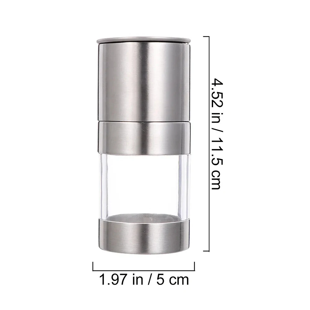 Stainless Steel Pepper Grinder with Transparent Glass Jar and Ergonomic Crank Design for Comfortable Repeated Use