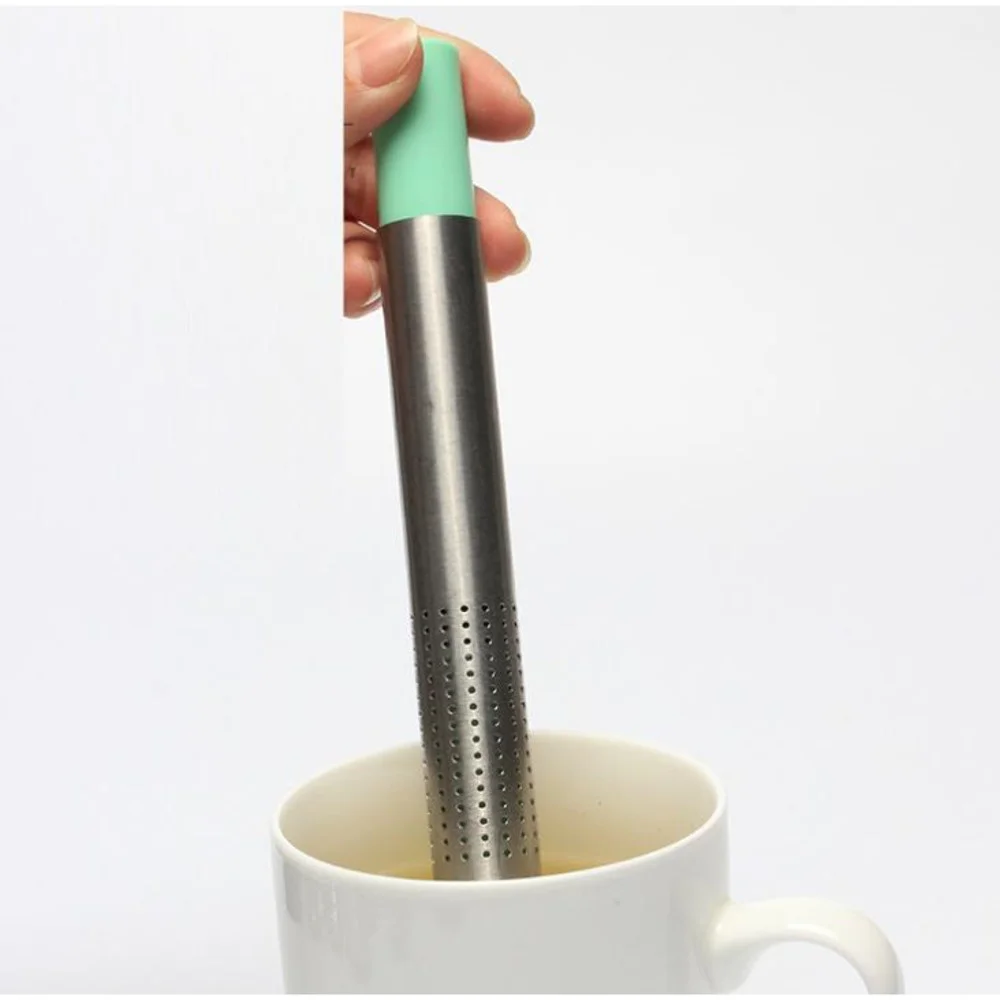 100pcs Tea Strainer Stick Stainless Steel Pipe Design Mesh Tea Filter Portable Tea Infuser Teesieb Colador de te