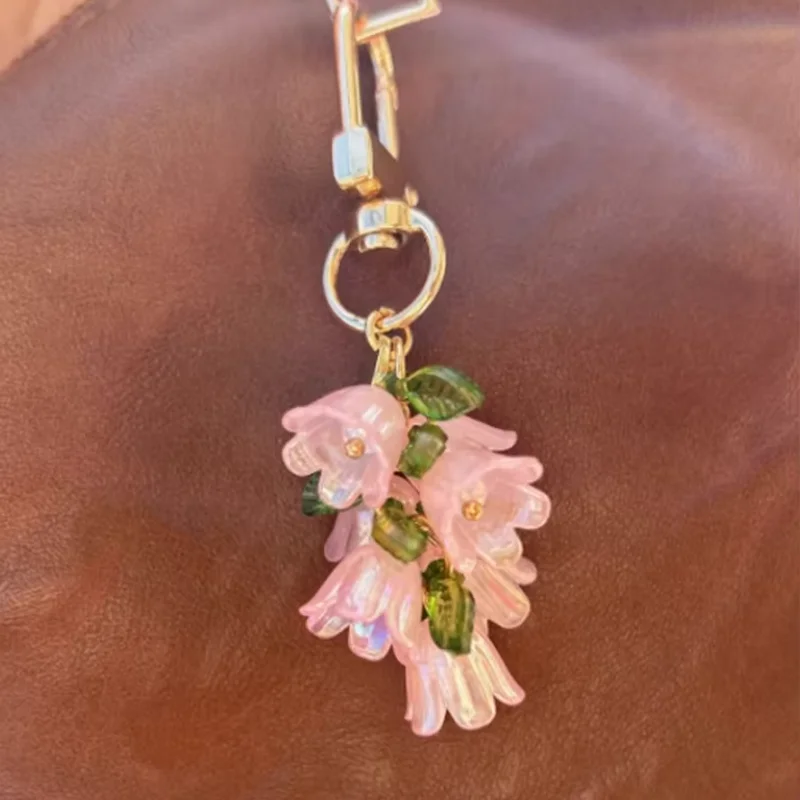 

Keychain Bag Pendant Lily Flowers Colorful Pink White Blue Green Pendant Cute For Man Woman Gift