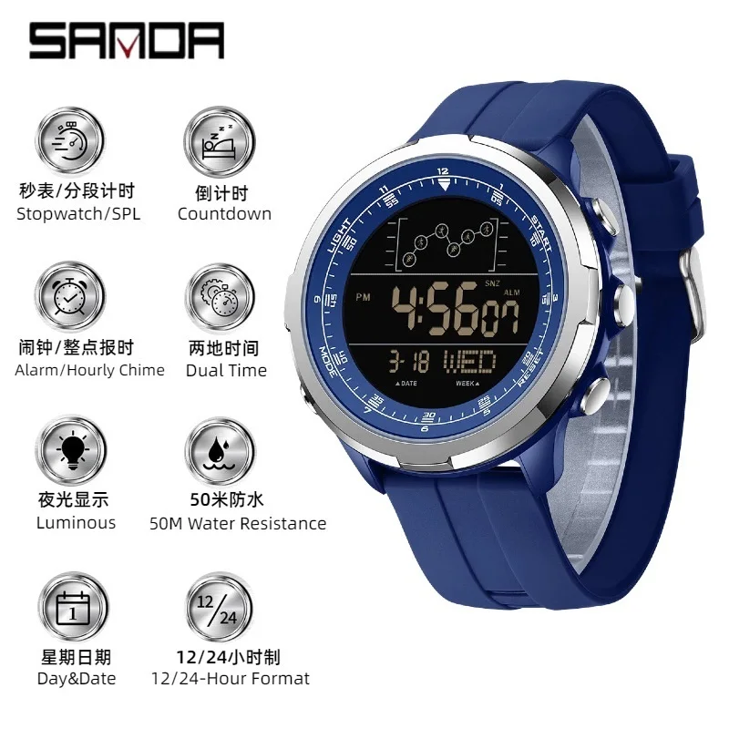 

Teen Boys Big Dial Sports Watch Waterproof Durable Luminous Single Screen Electronic Wristwatch with Alarm And Stopwatch Feature