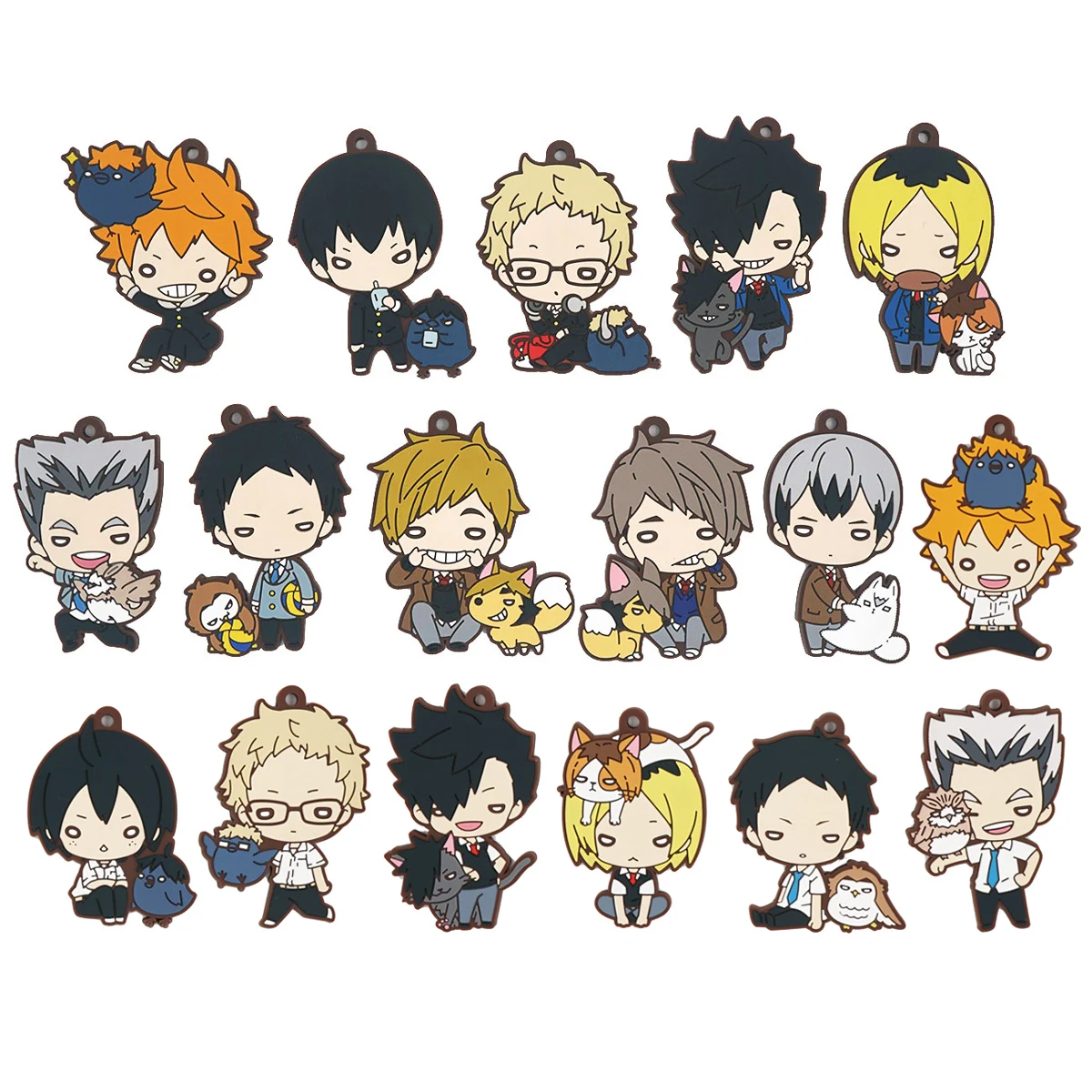 

Haikyuu! Anime Kageyama Kozume Kenma Kuroo Tetsurou Kooshi miya atsumu Animal Rubber Keychain