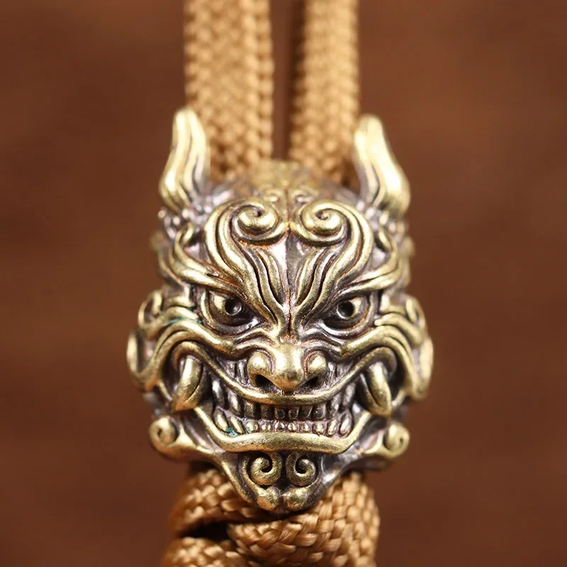 

Mahakala Sculpture Brass Beads EDC Outdoor DIY Paracord Accessories Handmade Woven Bracelet Lanyard Pendants Hangings