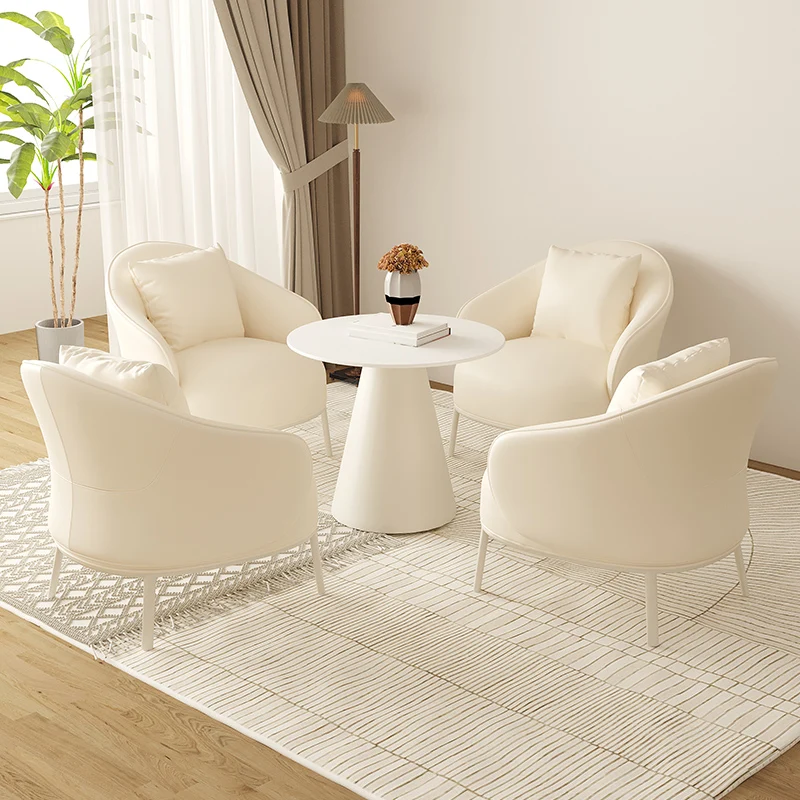 Negotiate single sofa chair light luxury beauty salon seating area table and chair combination reception cream sofa