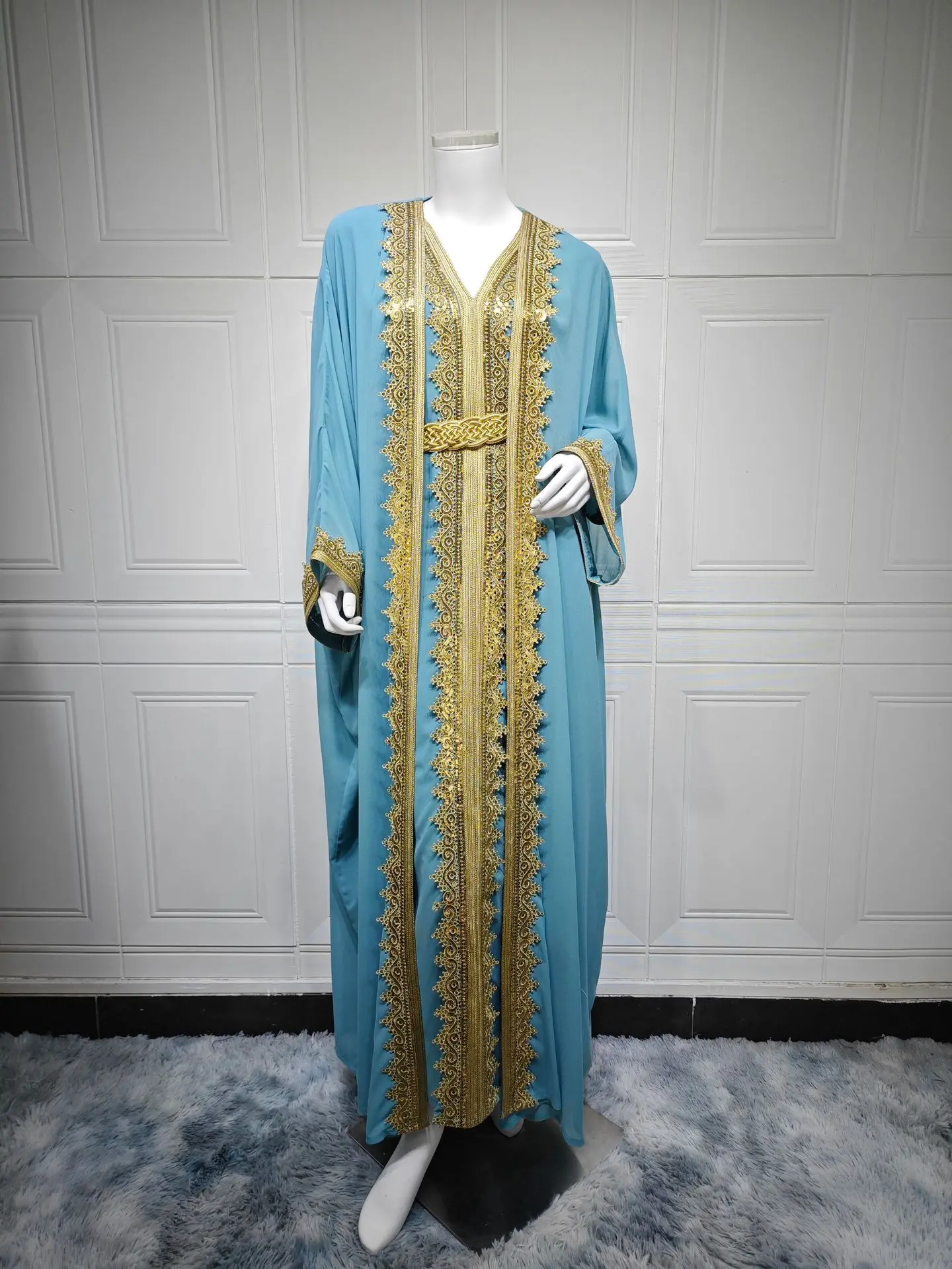 

Ramadan Embroidery Dubai Abayas Arab Dresses for Women Two Pieces Set Muslim Moroccan Kebaya Eid Morocco Caftan Kimono Jalabiya