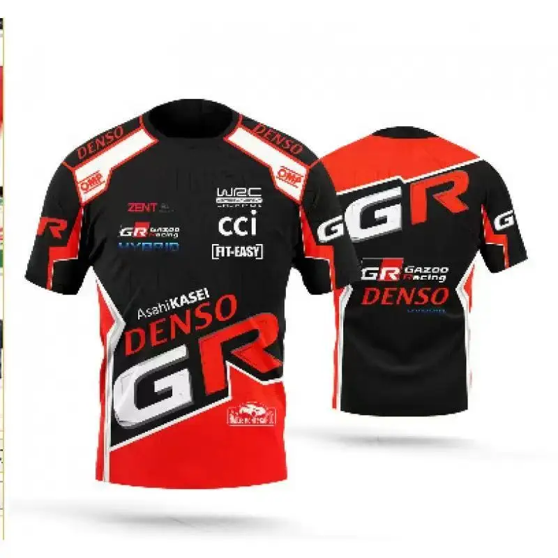 Toyota GR Gazoo Racing 3D-Druck-Sommer-T-Shirt mit kurzen Ärmeln und Rundhalsausschnitt, bequem, atmungsaktiv und schnell trocknend