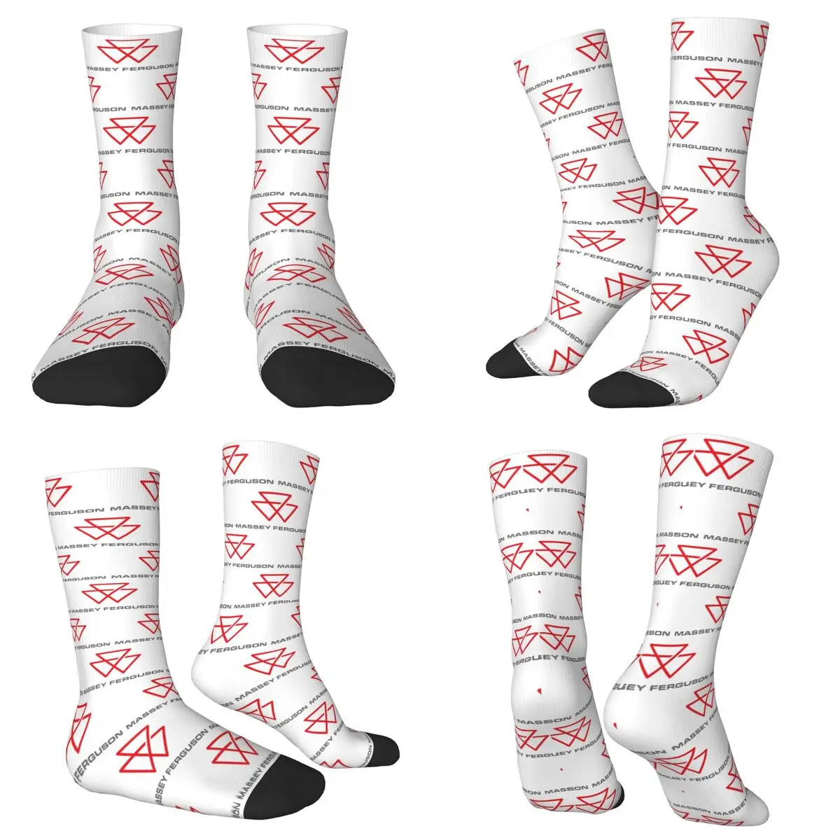 All Seasons Crew Stockings 2025 Massey Ferguson Logo Socks Crazy Hip Hop Long Socks for Men Women Valentine's Day Gifts