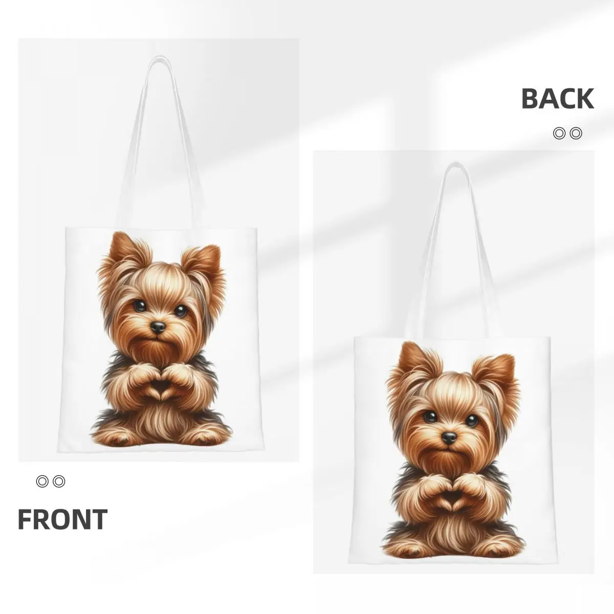 Yorkshire Terrier Dog Pattern Shopping Bags Ladies Canvas The Tote Bag Folding Ladies Shoulder Tote Travel Handbag