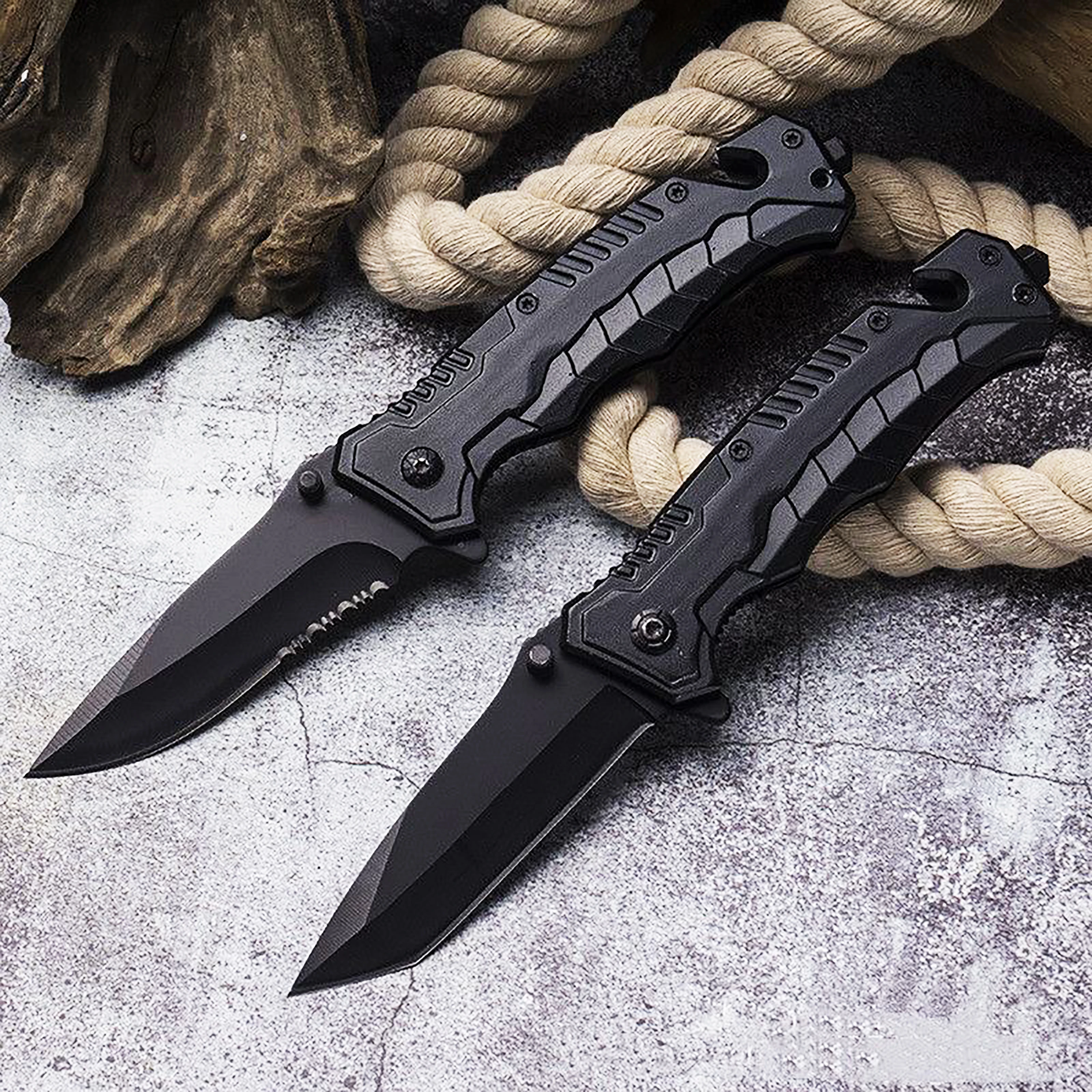 Multi functional outdoor camping knife, portable folding knife, sharp self-defense tactical knife, suitable for outdoor camping