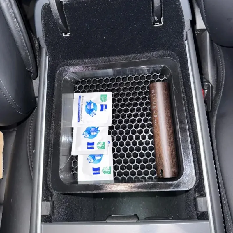 For Tesla Model 3 Y Old Generation Honeycomb Armrest Box Organizer Storage Tray Layered Partitions Insert Accessories Car