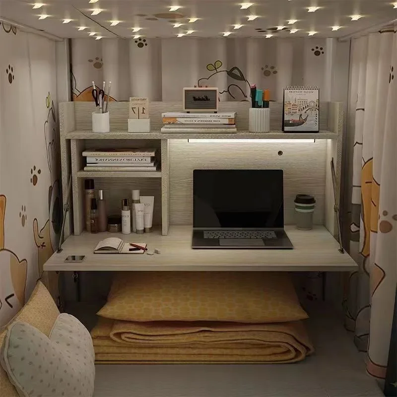 University dormitory bed computer desk foldable student bunk desk writing simple lazy