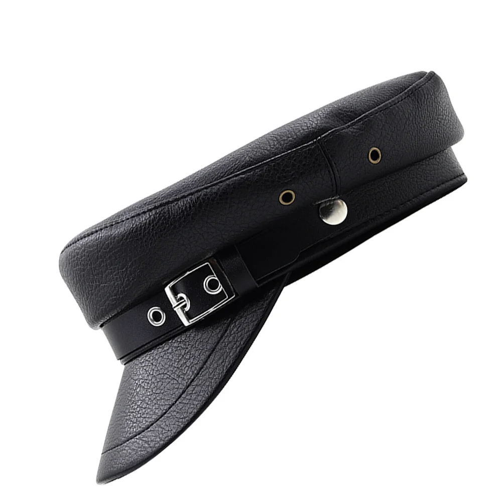 

Captain Beret Hat Vintage Pu Fashion Large Buckle For Cosplay Sailing Party Yacht Outdoor Sailor Costume Accessory