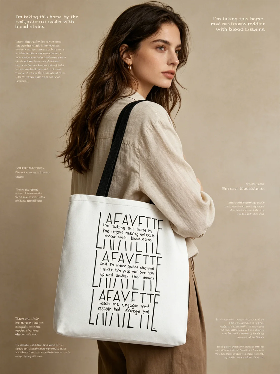 Bolso de Hombro para Mujer 2026, Bolso con Estampado Tipográfico de Letras del Musical Hamilton Lafayette, Bolso Tote Elegante para Uso Diario Informal