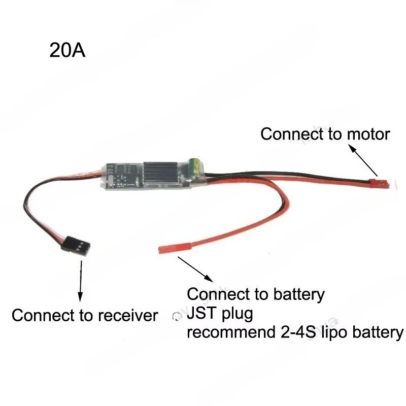 2PCS 2-4S 6V-16.8V 20A/30A Electronic Speed Controller Mute Bidirectional Brushed ESC 5V 1A BEC Output for RC Crawler Model Cars