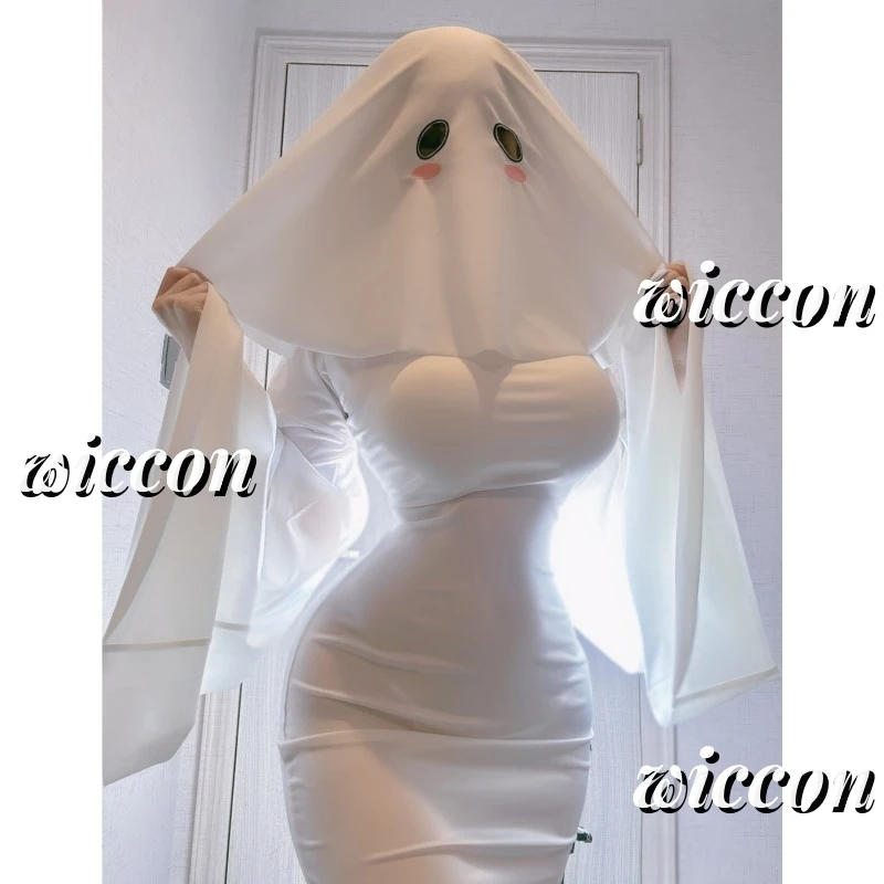 Fantasma Feminino Cosplay Fantasia, Halloween, Cara Assustada, Capa, Grito, Vestido Extravagante, Sexy, Fofo, Adulto