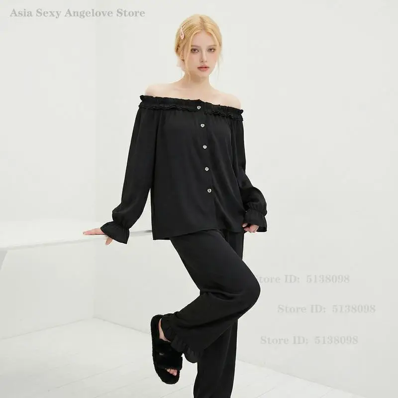 

Luxury Sexy Pajamas Set Spring Summer New Long Sleeved Sleepwear Fashion Casual Home Wear French Style Night Wear Loungewear